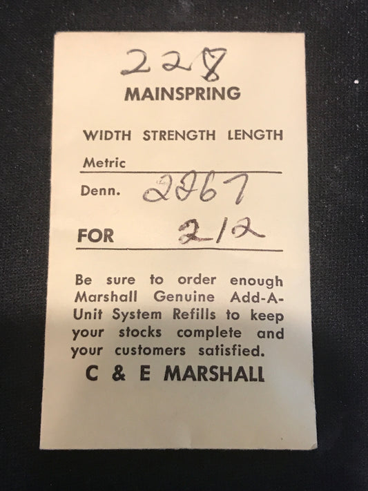 Marco Mainspring #228 for Waltham 16s No. 2218 / 2267 - Alloy
