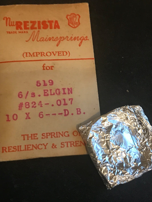 NuRezista Mainspring #519 for Elgin 6s Factory No. 824 - Steel