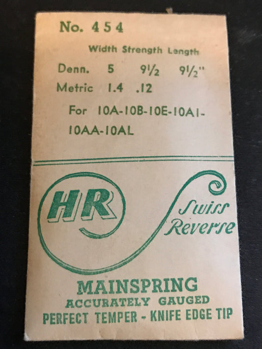 HR Mainspring #454 for Bulova 10A, 10B, 10E, 10AI, 10AA - Steel