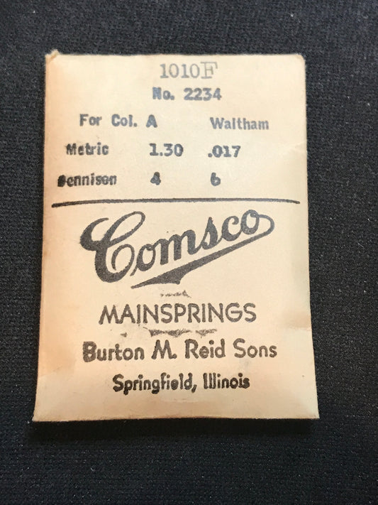 Comsco Mainspring #1010F for 12s Waltham Colonial A Factory No. 2234 - Steel