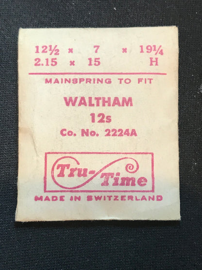 Tru-Time Mainspring for Waltham 12s No. 2224A - Steel