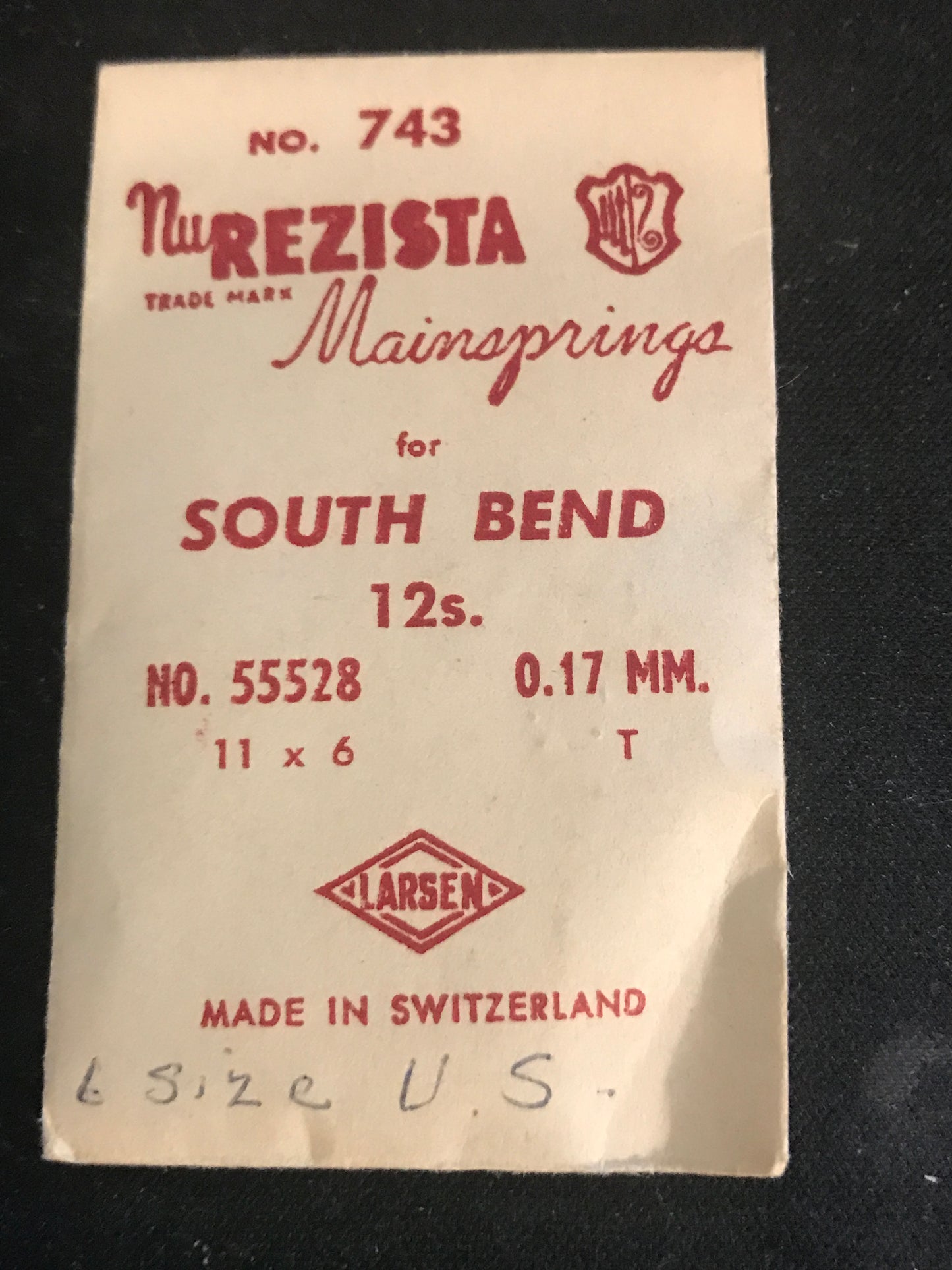 NuREZISTA Mainspring #743 for South Bend 12s No. 55528 - Steel