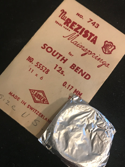 NuREZISTA Mainspring #743 for South Bend 12s No. 55528 - Steel