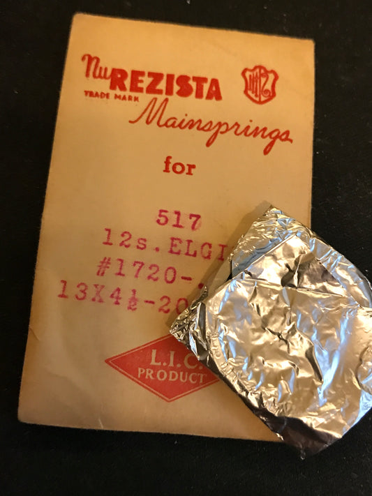 NuRezista Mainspring #517 for Elgin 12s Factory No. 1720 - Steel