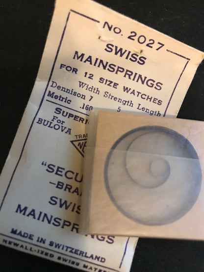 Newall Security Mainspring No. 2027 for Bulova 17TR & Venus 121, 122 - Steel