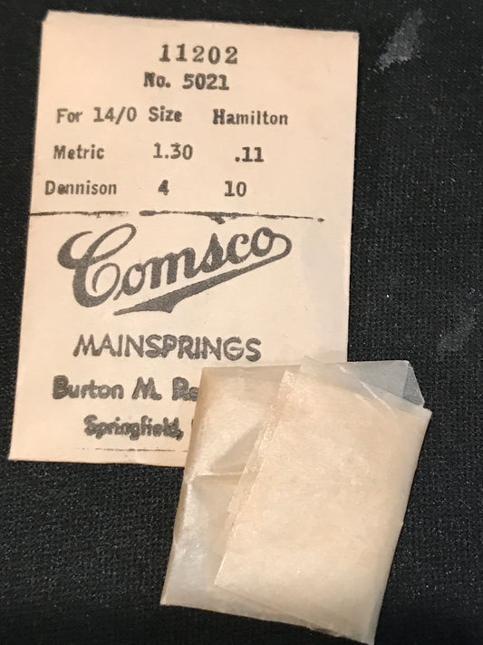 Comsco Mainspring #11202 for Hamilton 14/0s Factory No. 5021 - Steel