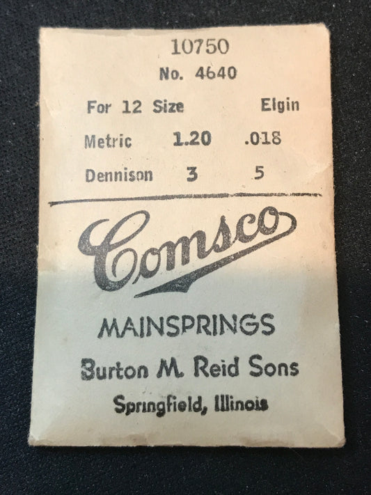 Comsco Mainspring #10750 for Elgin 12s No. 4640 - Steel