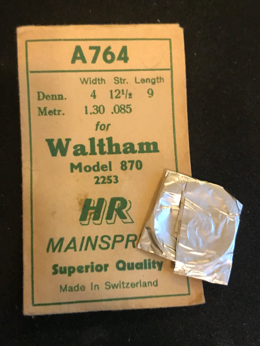 HR Mainspring A764 for Waltham 8¾ Ligne Model 870 No. 2253 - Steel