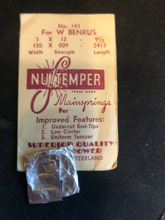 NuTemper Mainspring No. 143 for Benrus W movements - Steel