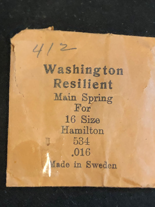 Washington Mainspring for 16s Hamilton No. 534 - Steel