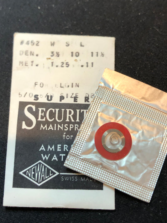 Newall SUPER Security Mainspring #452 for Elgin 6/0s No. 2890 - Alloy
