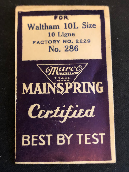Marco Mainspring #286 for Waltham 10 Ligne No. 2229 - Steel