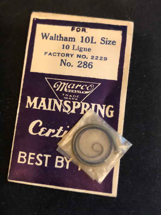 Marco Mainspring #286 for Waltham 10 Ligne No. 2229 - Steel
