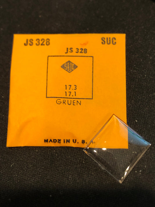 SUC Fancy Crystal JS 328 for Gruen Wrist Watch - 17.3 x 17.1 mm - New