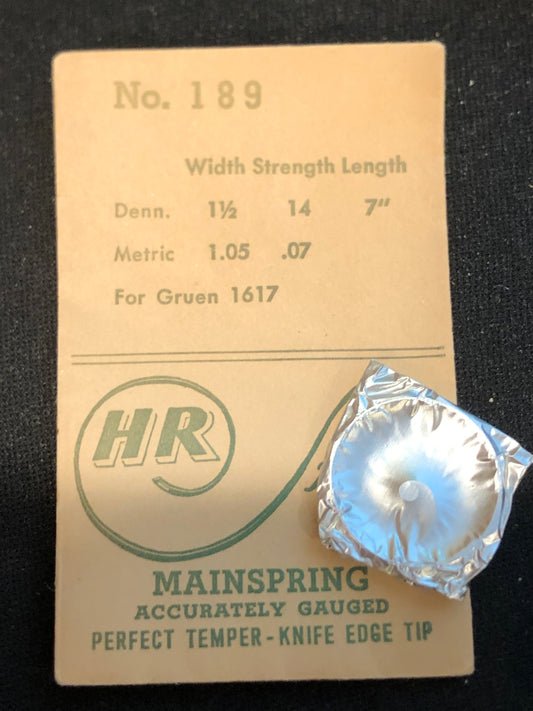 HR Mainspring No. 189 for Gruen 161, 1617 movements