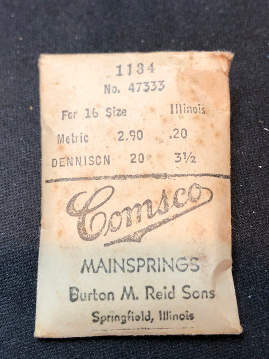 Comsco Mainspring #1134 for Illinois 16s Factory No. 47333 - Steel