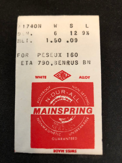 NEWALL Mainspring #1740N for ETA 790, Benrus BN, Peseux 160 - Alloy