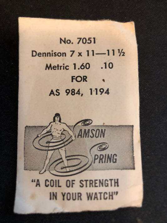 Samson Mainspring No. 7051 for A.S. calibers 984 & 1002 - Steel