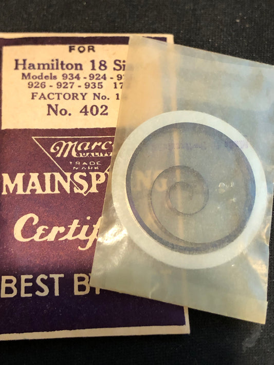 Marco Mainspring #402 for 18s Hamilton Factory No. 15 - Steel
