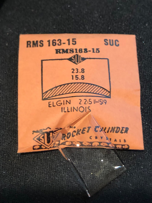 SUC Rocket Crystal RMS 163-15 for ELGIN case #2251 - 59 & ILLINOIS - 23.8 x 15.8mm - New
