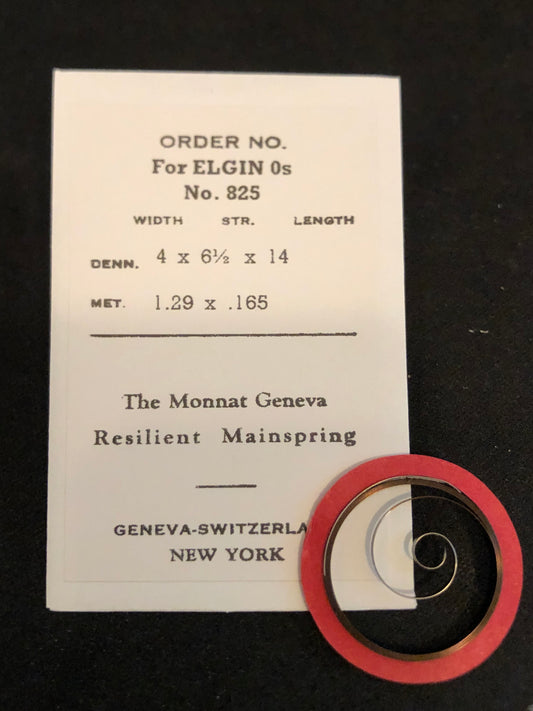 Monnat Geneva Mainspring for 0s Elgin No. 825 - Steel