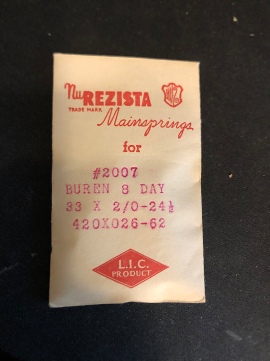 NuRezista Mainspring #2007 for Buren 8 Day Clock - Steel
