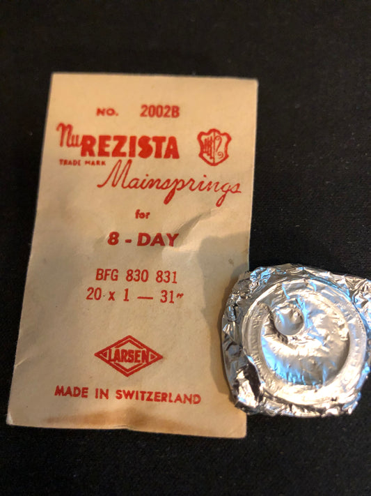 NuREZISTA Mainspring #2002B for BFG caliber 830, 831 8-Day Movements - Steel