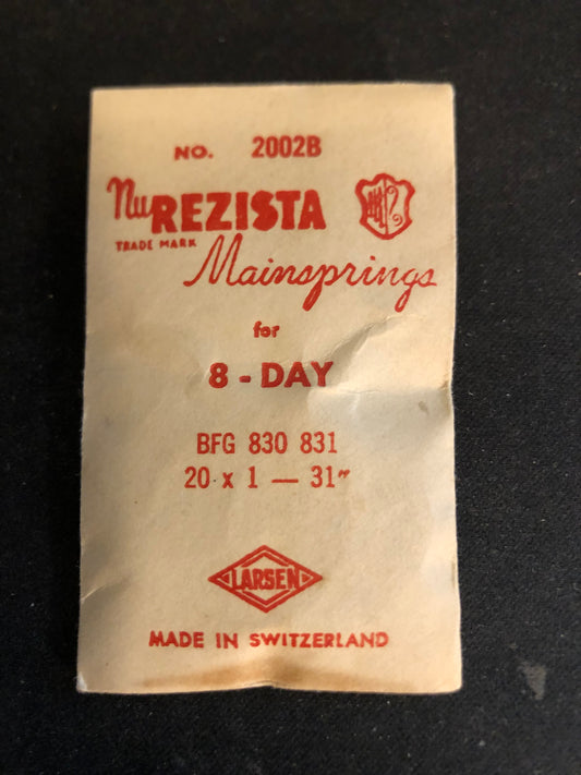 NuREZISTA Mainspring #2002B for BFG caliber 830, 831 8-Day Movements - Steel