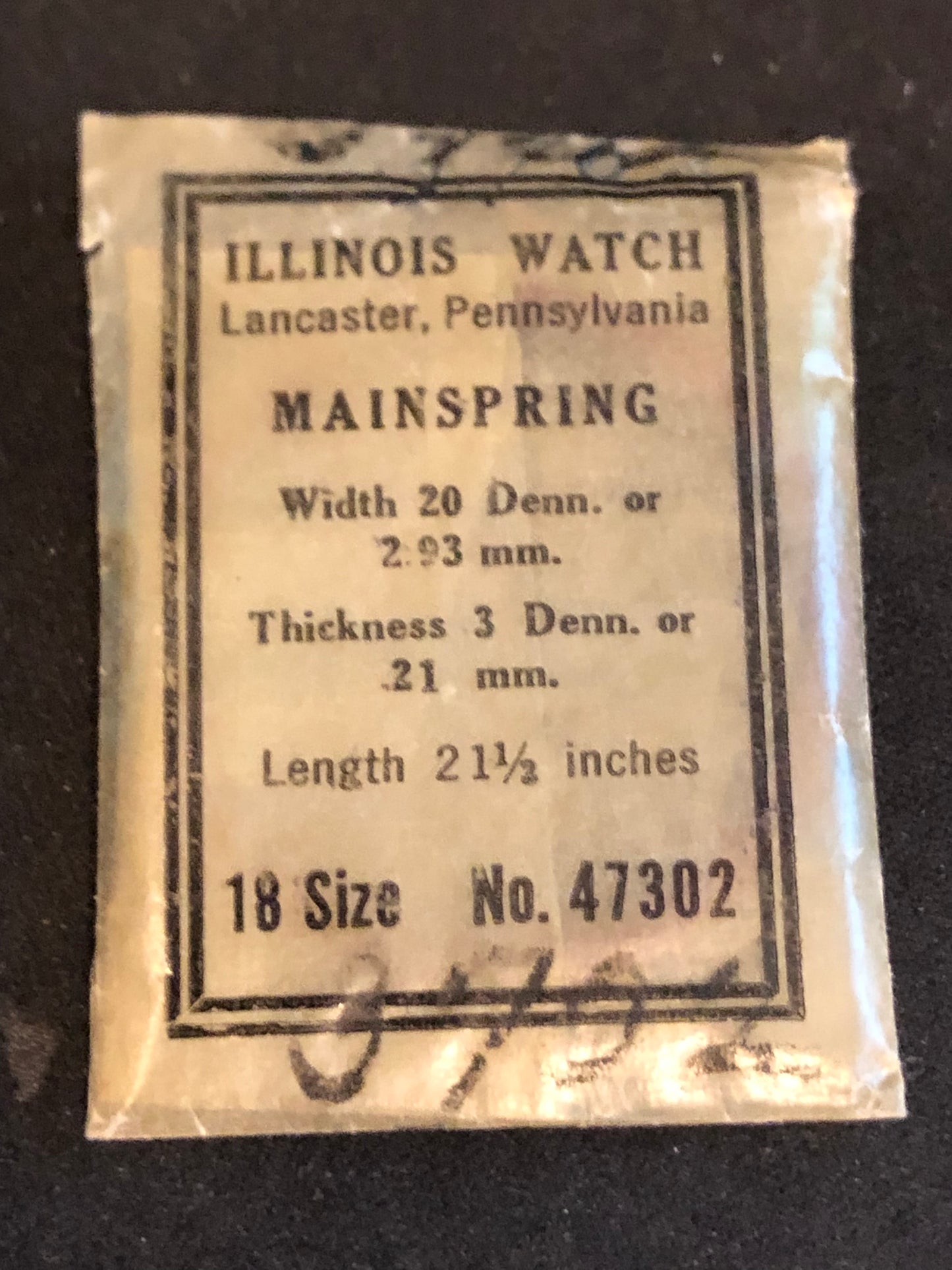 Illinois Factory Mainspring No. 47302 for 18s Pocket Watches - Steel