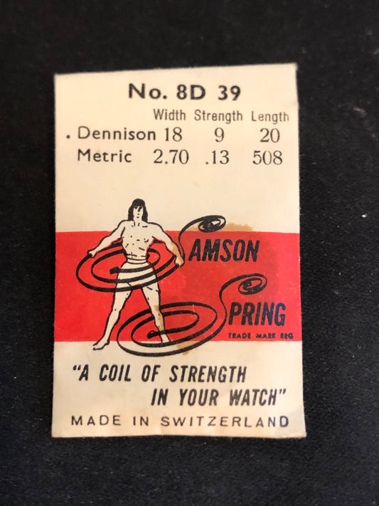 Samson ALARM Mainspring No. 8D39 for Imhof Caliber 219 Alarm & Travel Clocks - Steel