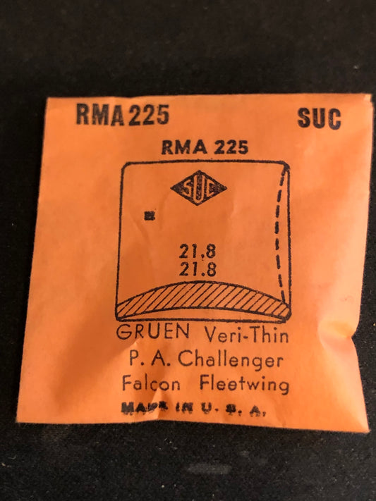 SUC Rocket Crystal RMA 225 for GRUEN Veri-Thin - 21.8 x 21.8mm - New