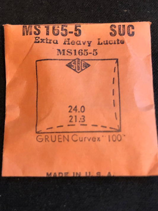 SUC Fancy Lucite Crystal MS 165-5 for GRUEN Curvex 100 - 24.0 x 21.3mm - New