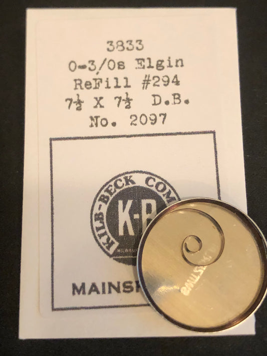 Kilb-Beck Mainspring #3833 for Elgin 0s - 3/0s No. 2097 - Steel