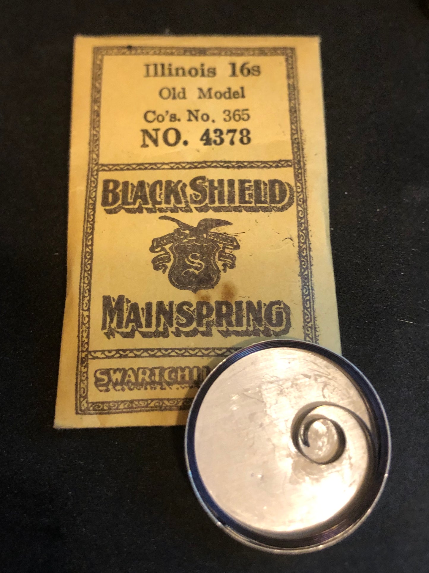 Swartchild Black Shield Mainspring #4378 for Illinois 14s & 16s No. 47334 - Steel