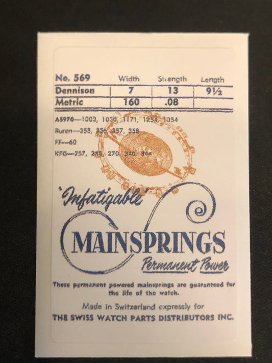 Infatigable Mainspring for AS 970, 1003, 1030, 1171, 1254, 1354 - Steel