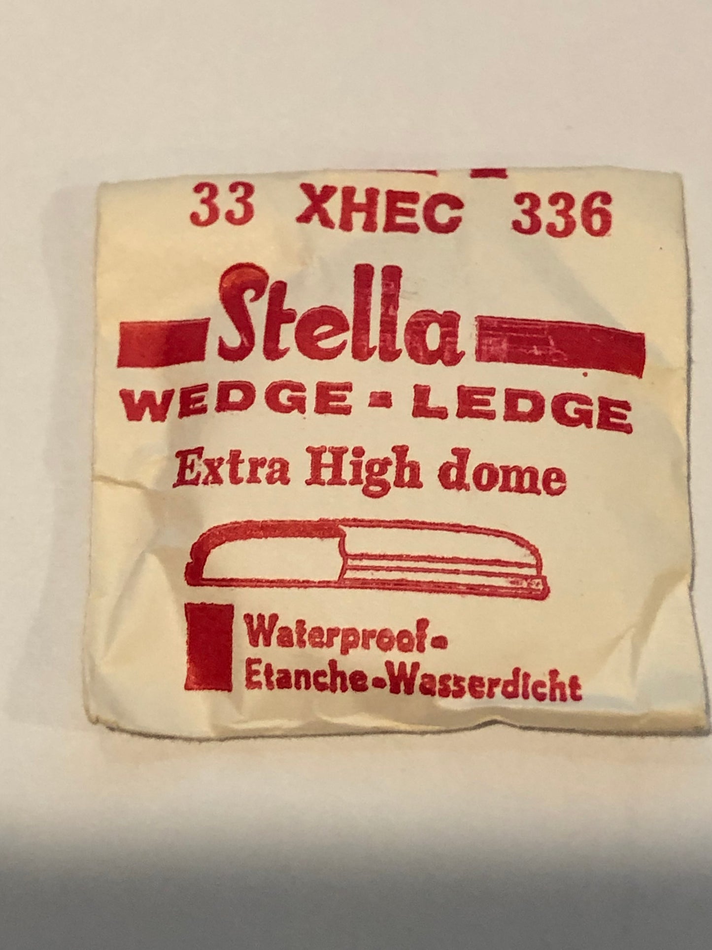 Stella XHEC 336 - 33 Wedge-Ledge Extra High Dome Waterproof Crystal 33.6mm - New