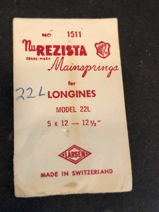 NuREZISTA Mainspring #1511 for Longines caliber 22L - Steel