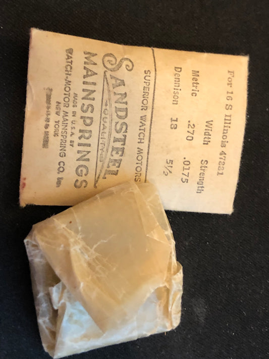 Sandsteel Mainspring for Illinois 16s Factory No. 47331 - Steel