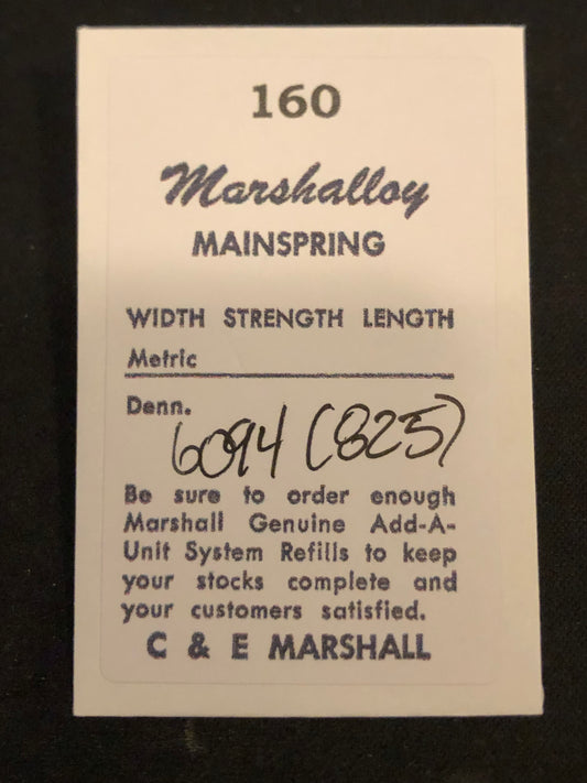Marco Marshalloy Mainspring 160 for Elgin 0s No. 825 / 6094 - Alloy