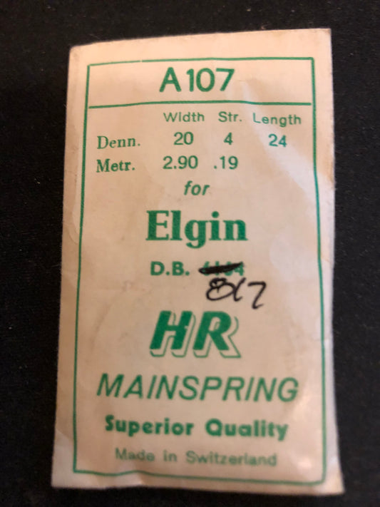 HR Mainspring A107 for 16s Elgin No. 817 - Steel