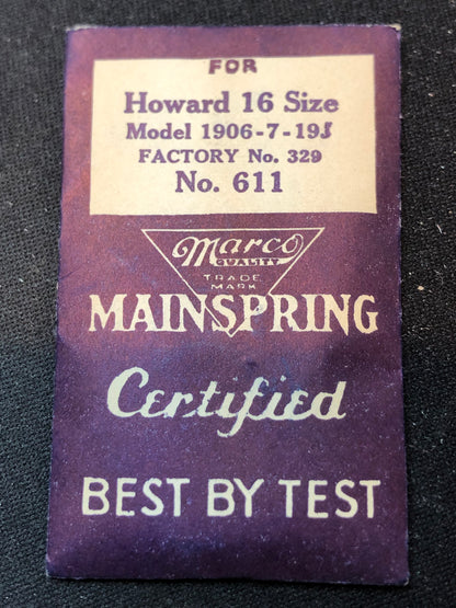 Marco Mainspring #611 for Howard 16s No. 329 - Steel