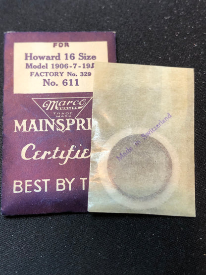 Marco Mainspring #611 for Howard 16s No. 329 - Steel