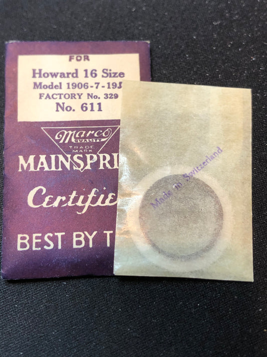 Marco Mainspring #611 for Howard 16s No. 329 - Steel