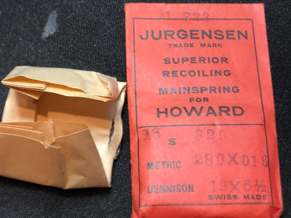 Jurgensen Mainspring #723 for 16s Howard Pocket Watch No. 329 - Steel
