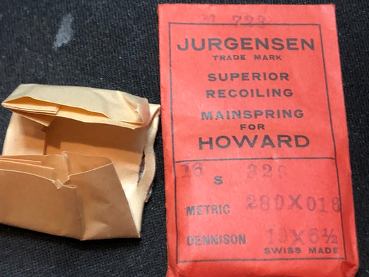 Jurgensen Mainspring #723 for 16s Howard Pocket Watch No. 329 - Steel