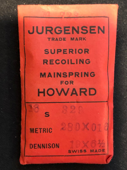 Jurgensen Mainspring #723 for 16s Howard Pocket Watch No. 329 - Steel