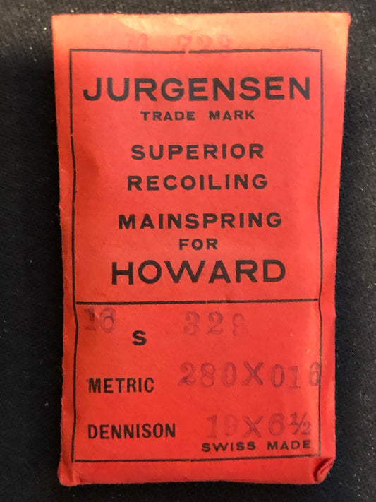 Jurgensen Mainspring #723 for 16s Howard Pocket Watch No. 329 - Steel