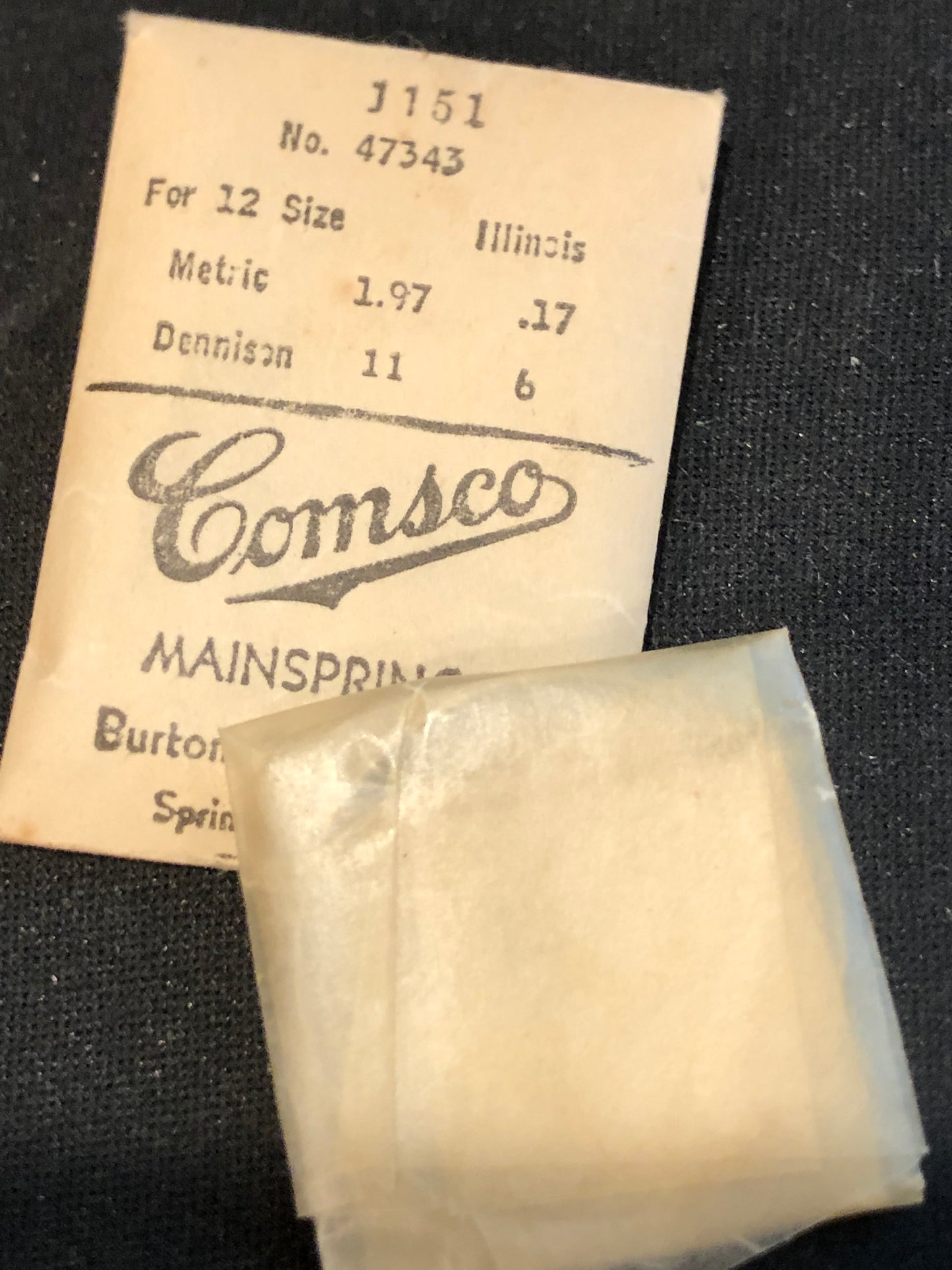 Comsco Mainspring #1151 for 12s Illinois No. 47343 - Steel