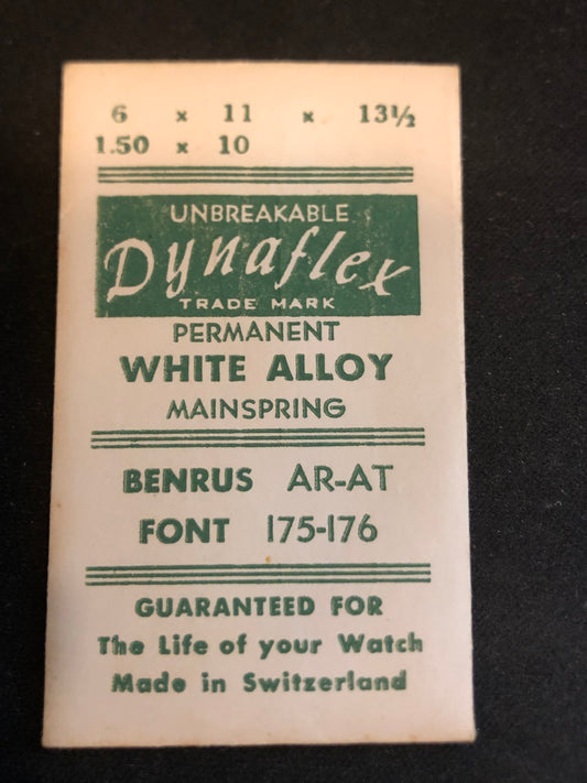 Dynaflex Unbreakable Mainspring for Font 175, 176, Benrus AR, AT - Alloy