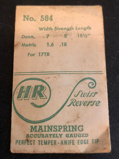HR Mainspring No. 584 for Bulova 17TR, Lemaina 19N20 & Venus 121-122 - Steel